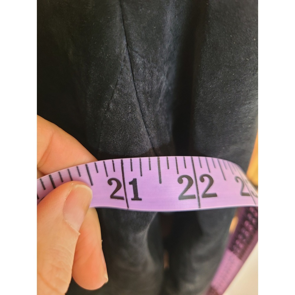 Vintage Y2K Bernardo Black Suede Leather Jacket LARGE Button Front Mid Length L - Picture 6 of 9